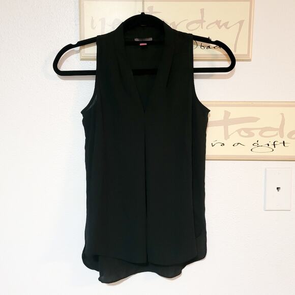 FREE with bundle! Vince Camuto black V-neck semi-sheer georgette hi lo blouse - Picture 9 of 9